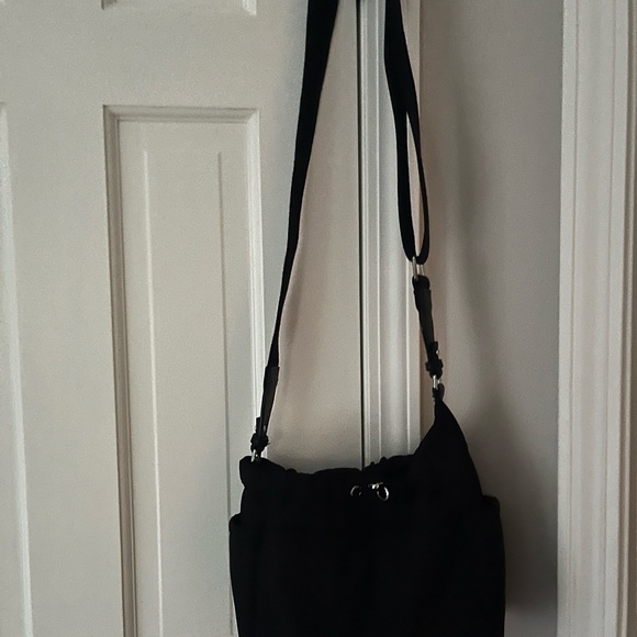 Black Nylon Crossbody with drawstring closure - Picture 4 of 7
